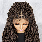 26" Goddess Locs Braided Wig | Lace Front Faux Locs Wig with Baby Hair | Synthetic Dreadlock Braids Wig for Women | Transparent Lace
