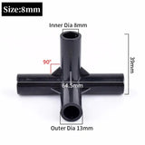 8/12/16/19mm Black PVC Pipe Fittings 4-way Connector Tent Wardrobe Fixed Fittings Plants Support Joint, DIY Shelf Tube Fittings - Lootquake