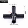 8/12/16/19mm Black PVC Pipe Fittings 4-way Connector Tent Wardrobe Fixed Fittings Plants Support Joint, DIY Shelf Tube Fittings - Lootquake
