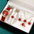 6PCS Set Green Luxury Quartz Watch Women Ring Necklace Earring Rhinestone Fashion Wristwatch Casual Ladies Bracelet Watches 6PCS - Lootquake