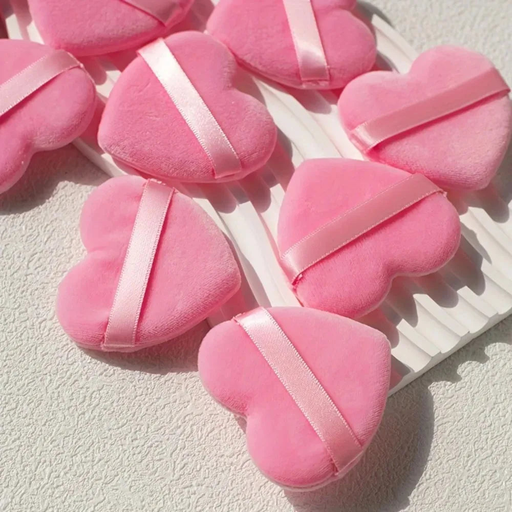 Heart Shaped Velvet Powder Puffs Dry Wet Dual Use 10Pcs All-Purpose Makeup Foundation Blending Sponge Set
