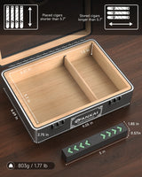 Cigar Humidor,Full Glass Top Cigar Box with Humidifier and Hygrometer,Crushproof Case,Cedar Wood Lining Storage for 20-25 Cigars