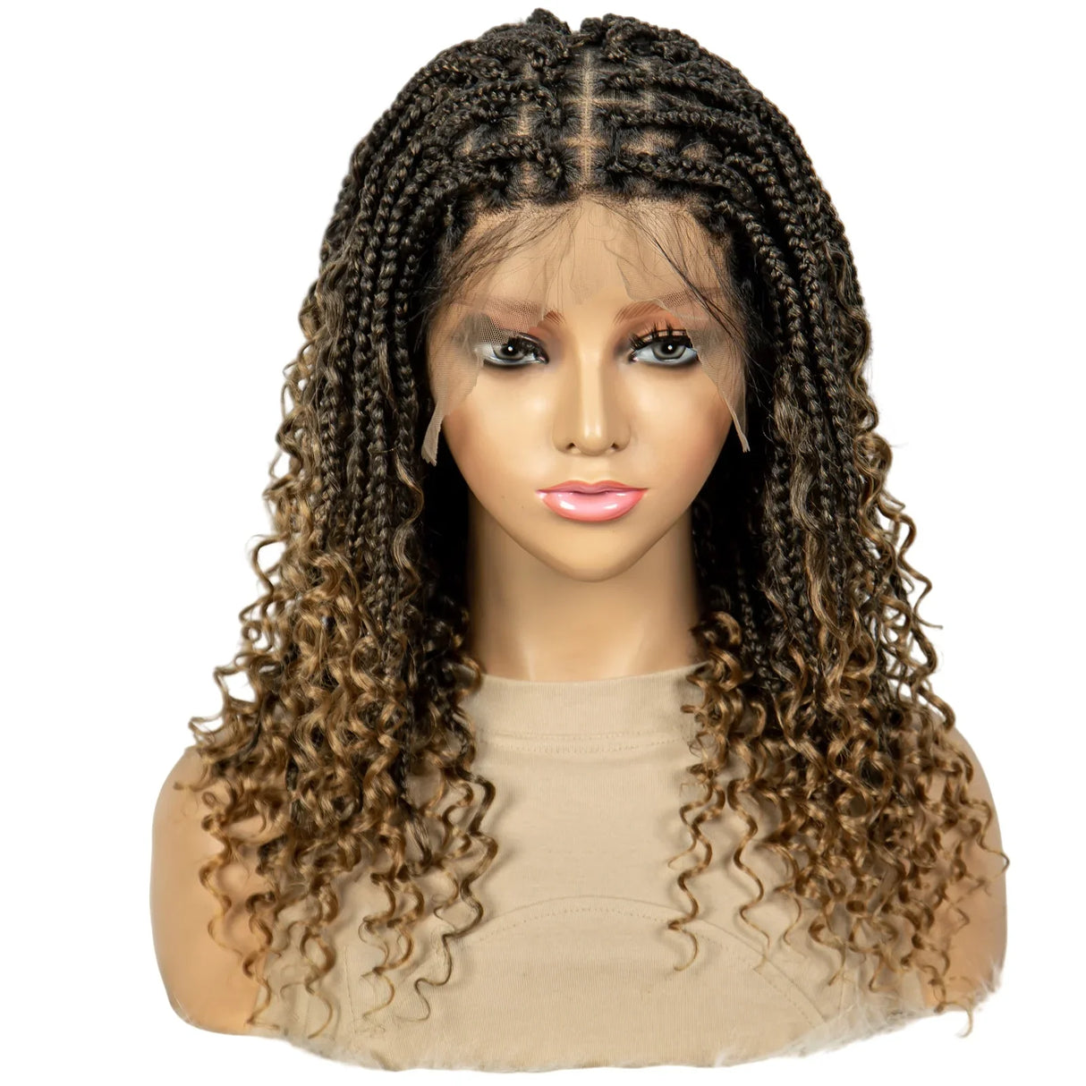 Bohemian Knotless Box Braids Wig | Goddess Locs with Curly Ends