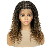 Bohemian Knotless Box Braids Wig | Goddess Locs with Curly Ends
