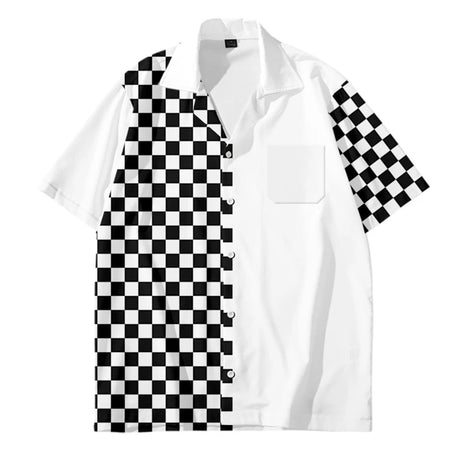 Mens Designer Clothes Black and White Dot Print Shirts Oversized Summer Travel Hawaii Beach Hawaiian Harajuku Camisa Masculino - Lootquake
