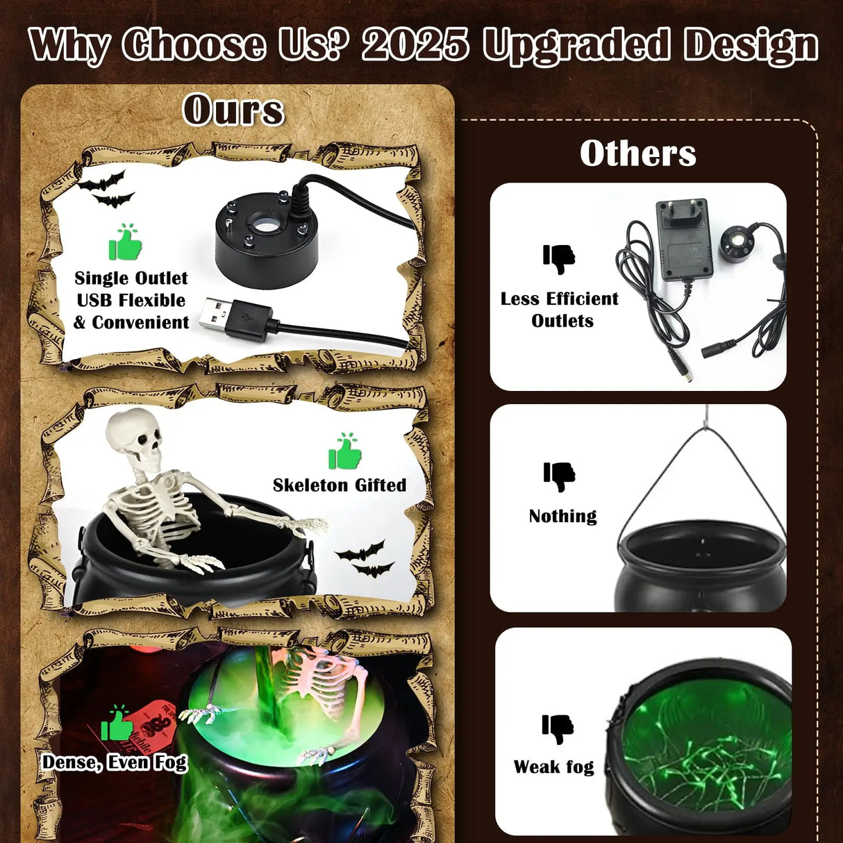 Witch Cauldron with LED & Fog