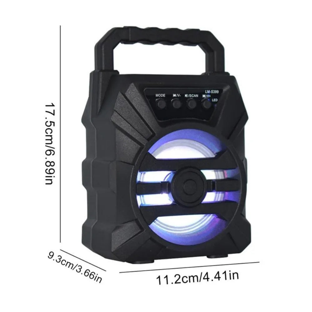 Wireless Bluetooth Speaker with LED Wireless Handheld Speaker Support Wired Microphone/TF Card/U Stick Audio Line Input
