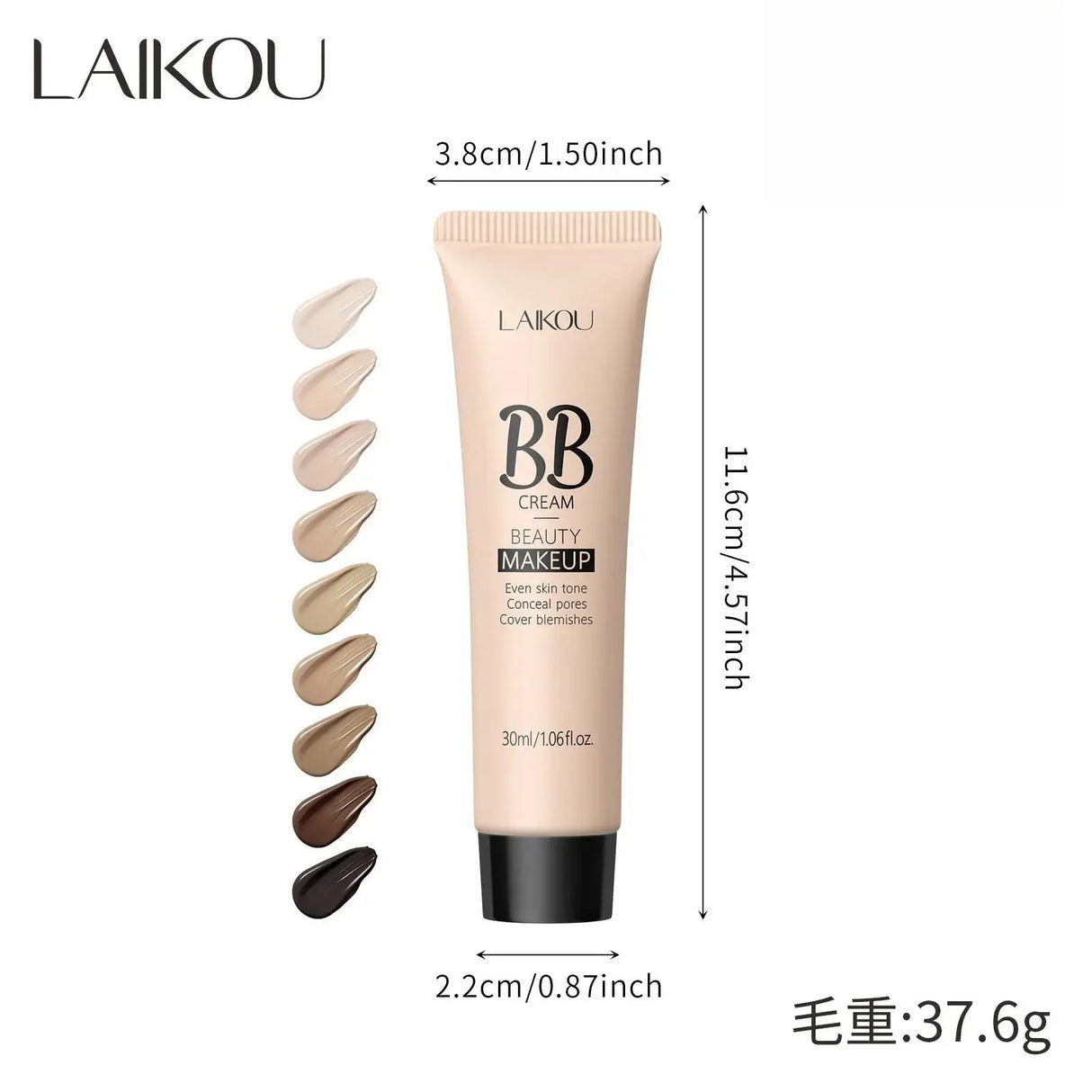 Natural Finish Foundation Cream 30ml Lightweight BB Cover Dark Circles Pores Oil Free Long Lasting Makeup Base