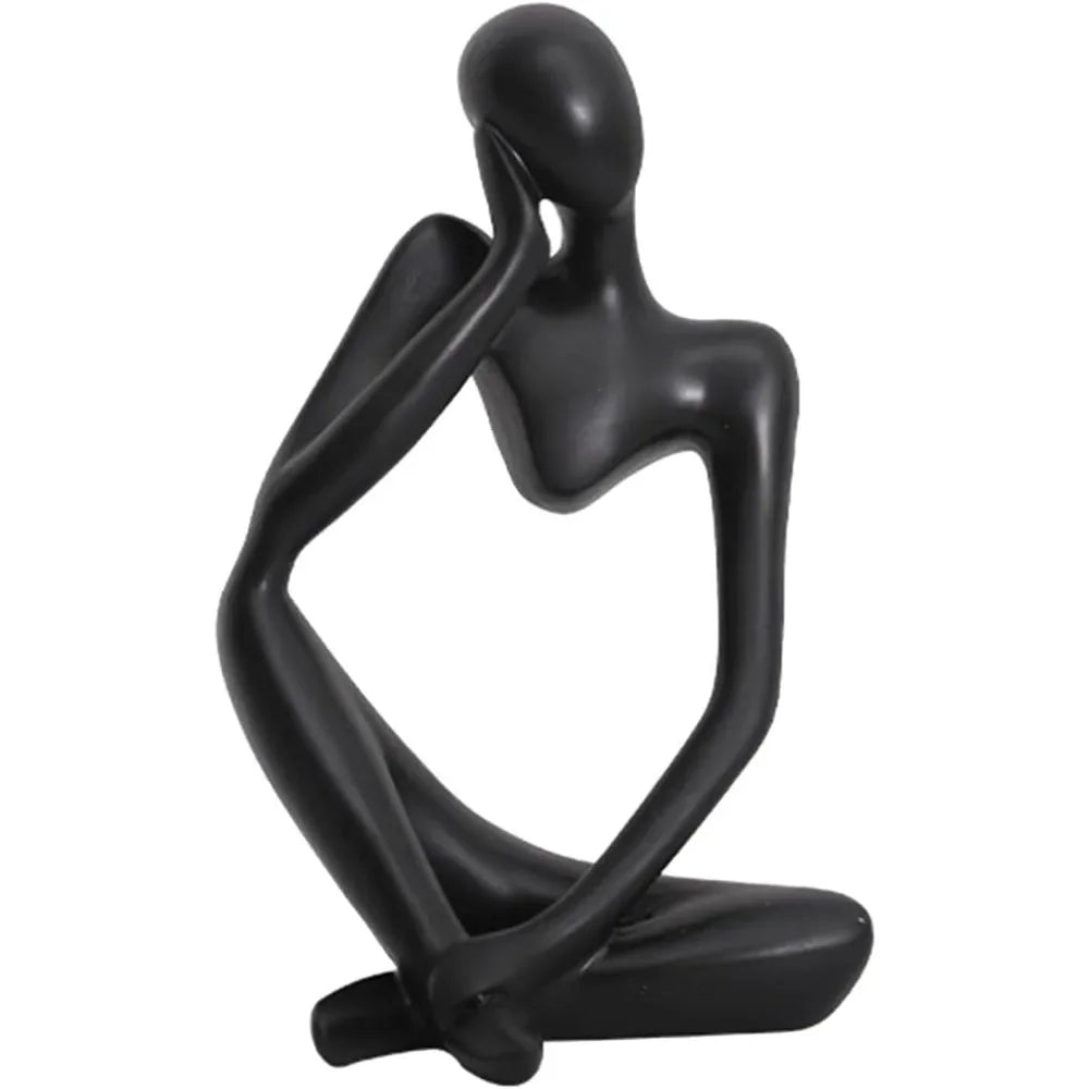 Escultura de minipensador, adornos de resina negra, esculturas abstractas modernas para escritorio, decoración del hogar, sala de estar, oficina