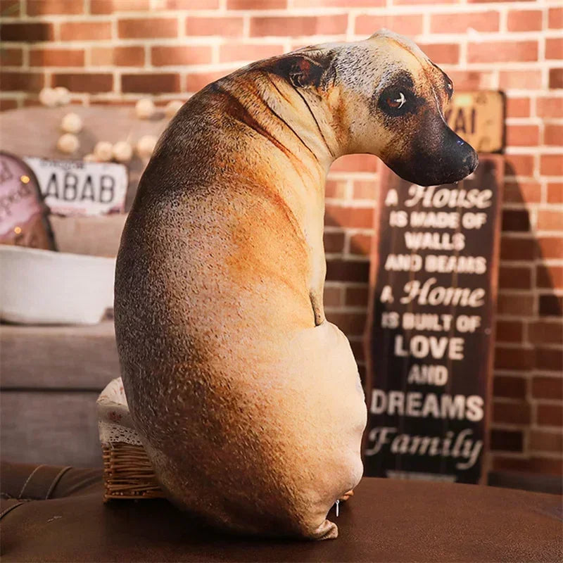 Cojín de perro 3D de peluche, muñeco de peluche realista, cojín para sofá, silla de oficina, decorativo, regalo creativo para el hogar
