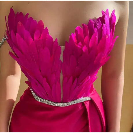 White Angel Feather Dress Luxury Design Women's Off Shoulder Elegant Long Dress Halloween Christmas Party Evening Wedding Dress - Lootquake