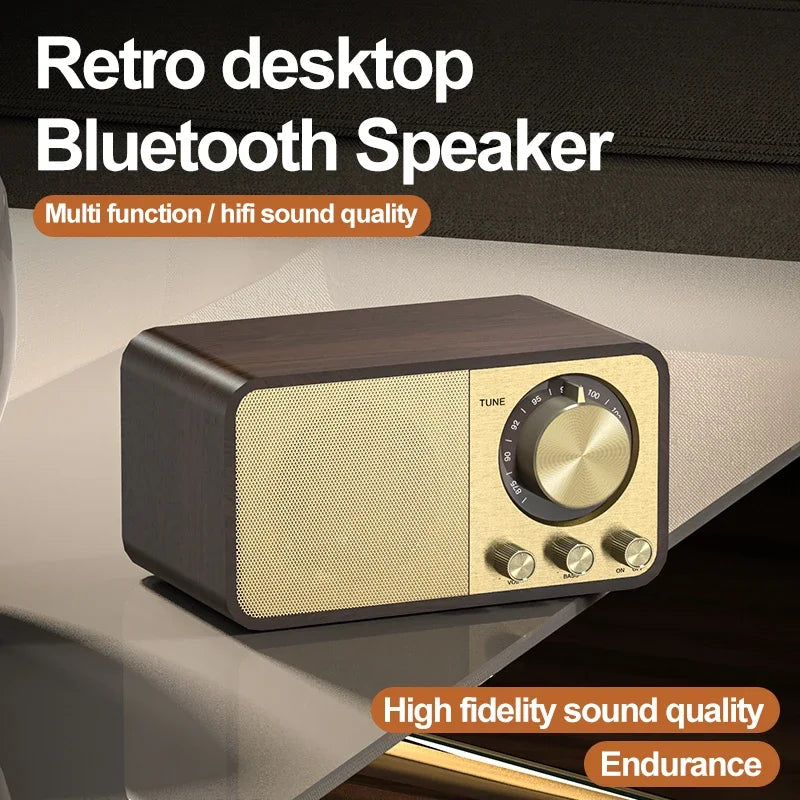 Altavoz Bluetooth nostálgico con sonido Bluetooth, altavoz clásico retro, radio retro, subwoofer portátil inalámbrico Bluetooth 5.0 de madera
