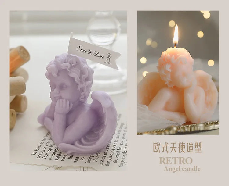 Vela perfumada con forma de ángel para decoración de habitación, estilo nórdico, que alivia la fatiga y crea un ambiente festivo para bodas y cumpleaños.