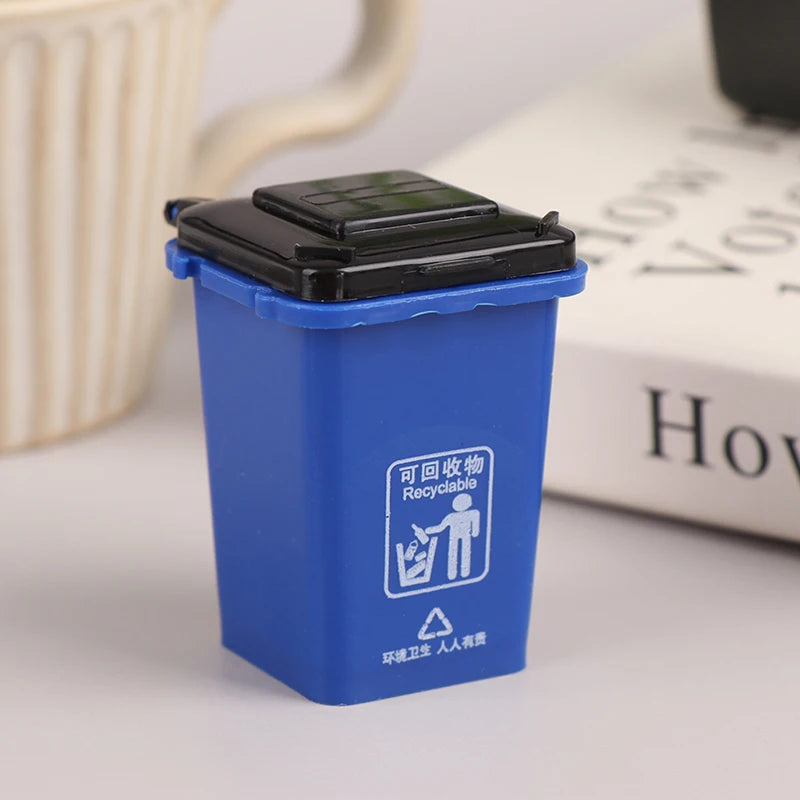 1:12 Dollhouse Mini Trash Can Garbage Truck Cans Curbside Vehicle Garbage Separation Bin Storage Box Home Desk Dustbin