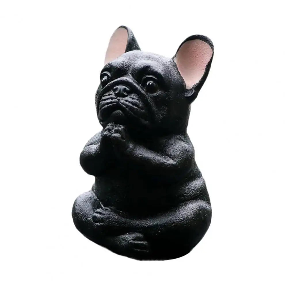 Sitting Figurine Meditation Dog Sculpture Sitting Pug Puppy Yoga Meditation Dog Ornaments Sculptures for Indoor Outdoor Garden