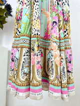 2024 Spring New V Neck Pink Leopard Print Heavy Beaded Women 100% Silk maxi long Dress - Lootquake