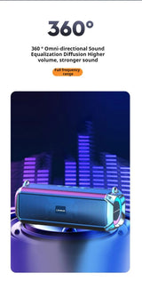 Altavoz Bluetooth portátil estéreo envolvente de 20 W con graves impactantes y luz colorida, subwoofer inalámbrico resistente al agua, boombox para karaoke en casa