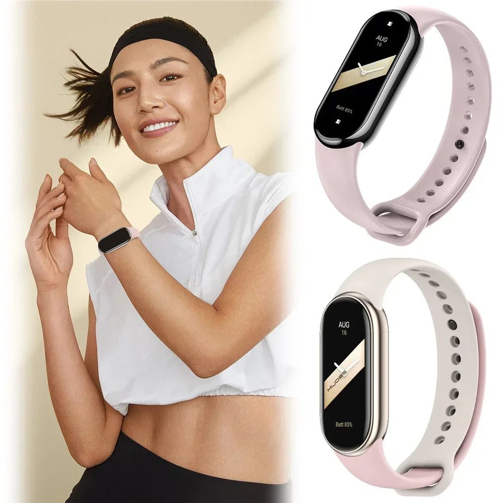 Correas deportivas para Xiaomi Mi Band 8-9 NFC, repuesto de pulsera de silicona Mi Band 9/8, resistente al agua, accesorios para Mi Band 9