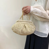 Bohemian Straw Dumpling Clutch Bag | Woven Straw Tote Purse for Women (Summer Beach Bag, Wicker Clutch)