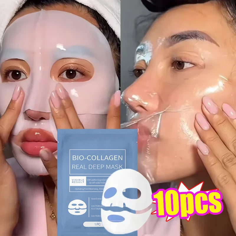 Mascarilla facial de biocolágeno (1/3/5/10 unidades), antiarrugas, aclara líneas finas, reafirma la piel, antiedad, ilumina, cuidado de la piel, cosmética coreana.