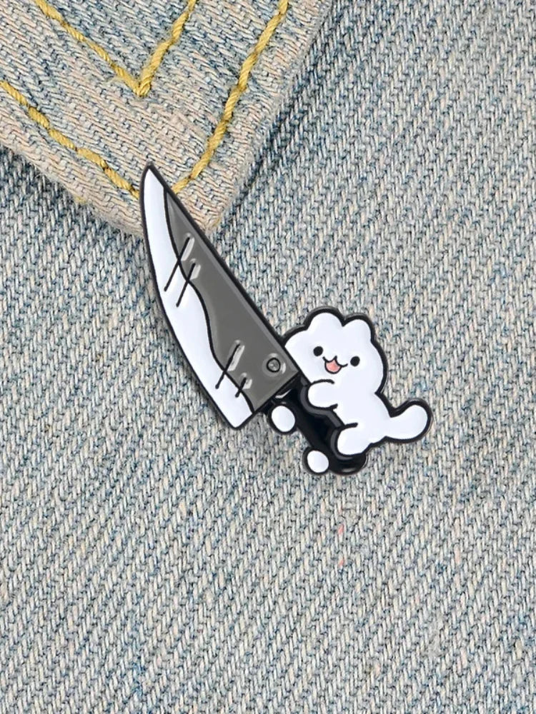 Kitten Dagger Enamel Pin Brooch for Clothing, Bags, Backpacks, Jackets, Hats