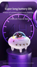 Mini haut-parleur portable Bluetooth avec éclairage LED RGB, design OVNI, vaisseau spatial, haut-parleur sans fil, idéal comme cadeau, compatible TF