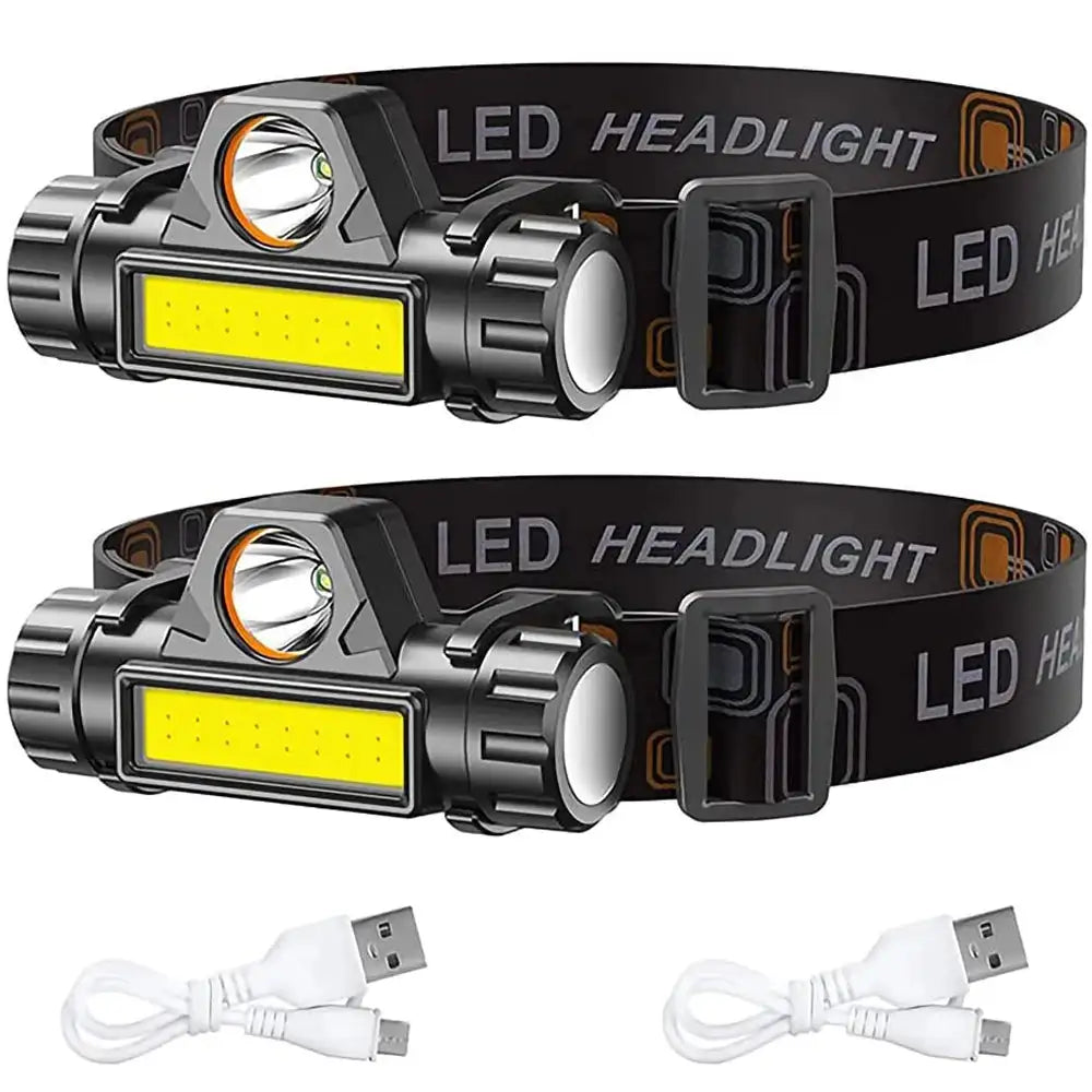 USB Rechargeable Portable Mini Powerful LED Headlamp XPE+COB Hunting Headlight Waterproof Head Torch with Tail Magnetic - Lootquake