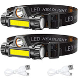 USB Rechargeable Portable Mini Powerful LED Headlamp XPE+COB Hunting Headlight Waterproof Head Torch with Tail Magnetic - Lootquake