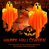 Halloween Glowing White Ghost Hanging Ghosts with Fairy Lights Halloween Outdoor Decoration 50cm Halloween Party Decoration