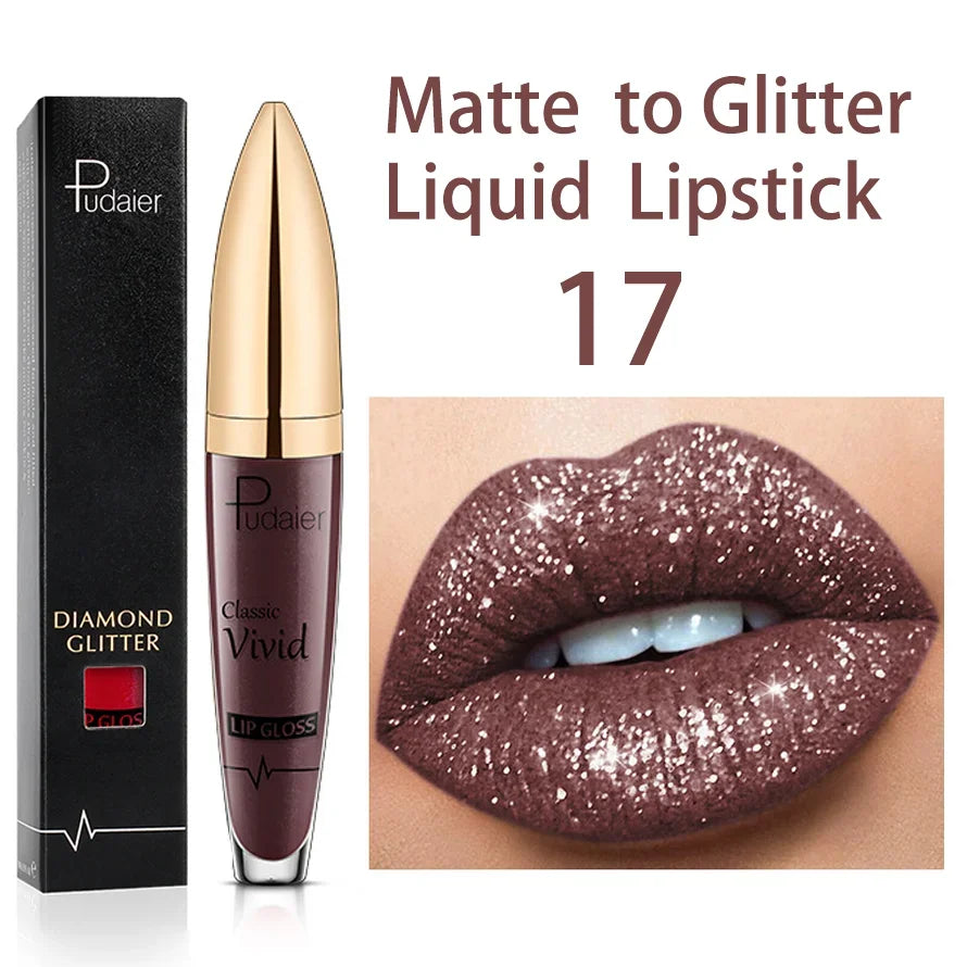 Diamond Shimmer Pearlescent Lip Gloss Waterproof Long Lasting Non-stick Cup Matte Glitter Liquid Lipstick Lip Glaze Lips Make Up