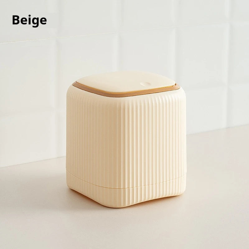 Cubo de basura de escritorio con tapa interior/exterior, doble barril, organizador de basura, caja de almacenamiento de escritorio de oficina para dormitorio, plástico duradero