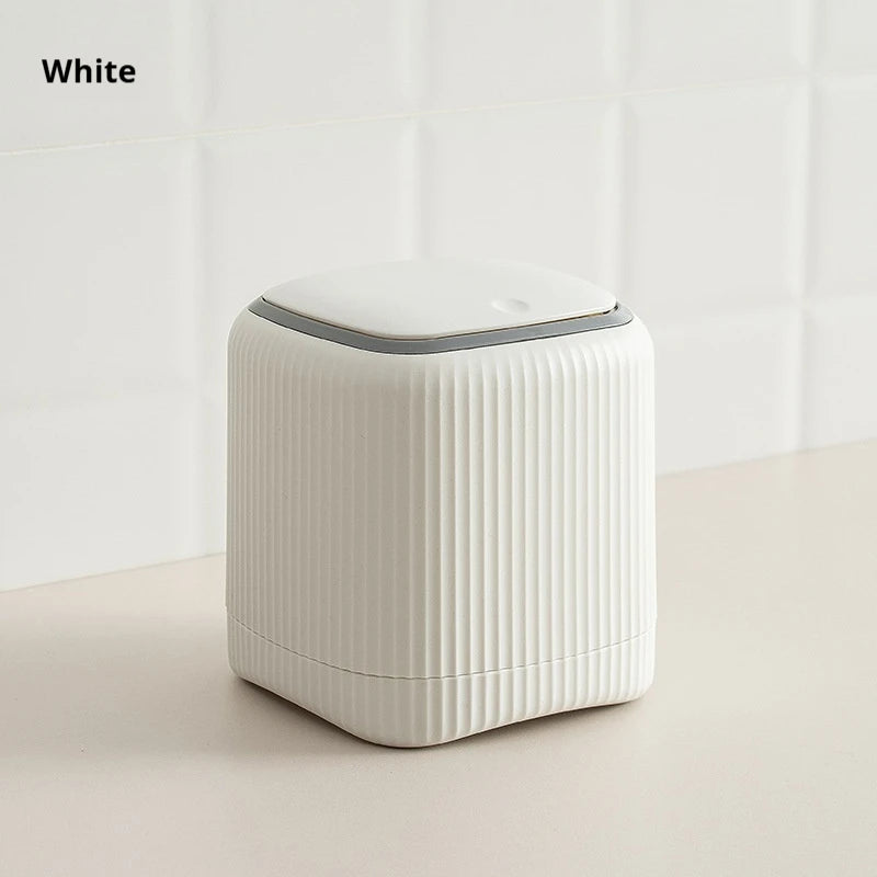 Cubo de basura de escritorio con tapa interior/exterior, doble barril, organizador de basura, caja de almacenamiento de escritorio de oficina para dormitorio, plástico duradero