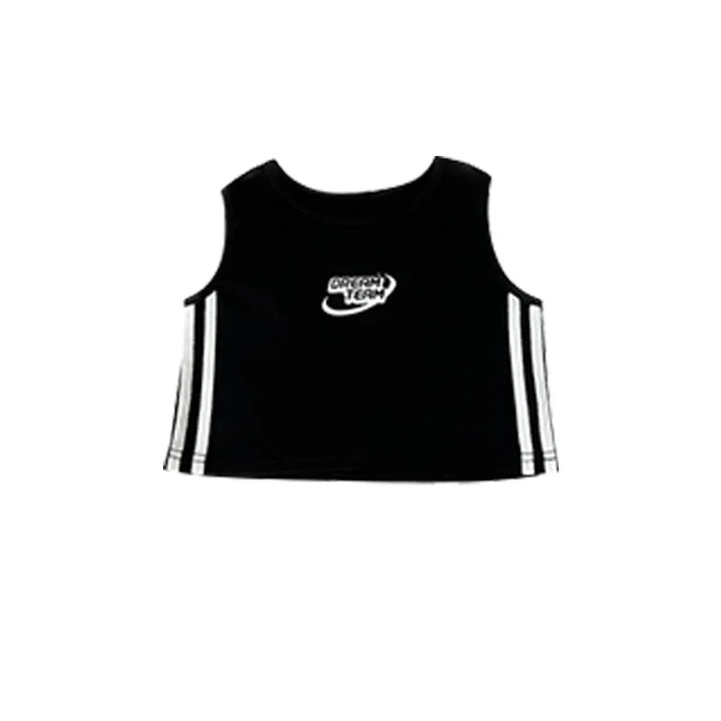 Girls Jazz Dance Hip Hop Outfit Child Model Catwalk Stage Dance Show Costume Black Navel Top White Trousers - Lootquake