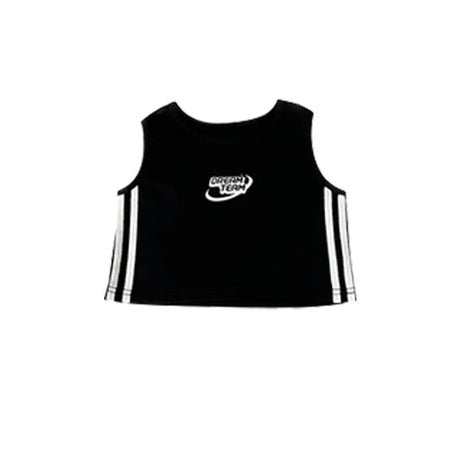 Girls Jazz Dance Hip Hop Outfit Child Model Catwalk Stage Dance Show Costume Black Navel Top White Trousers - Lootquake