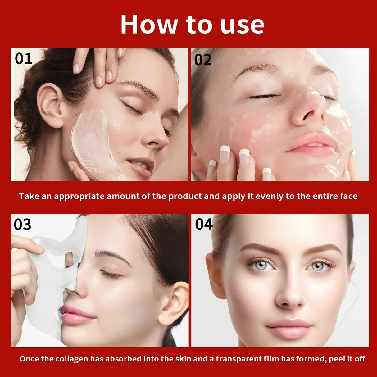 Mascarilla facial desprendible con colágeno Real Collagen Fit, 670 000 ppm de colágeno, elasticidad, hidratación, luminosidad y piel de cristal.