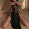 2023 High Split See-through Backless Women Dresses Fashion One-piece Hollowed Out Long Dress Cheongsam Body Suit Erotic Babydoll - Lootquake