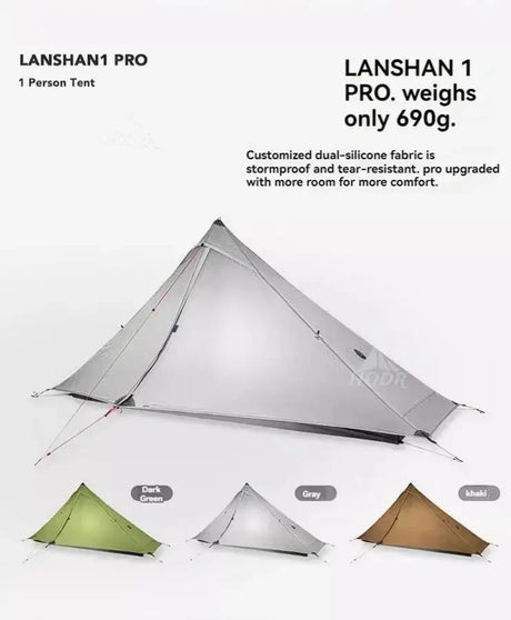 [HODR] 3F UL GEAR Lanshan 1 pro Tipi Tent Rodless Solo Ultralight 690g 20D Nylon Fabric Camping Season Tent Trekking Tents - Lootquake