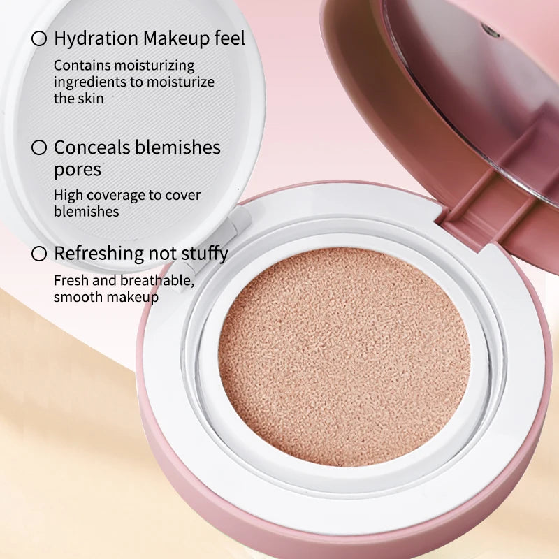 OCHEAL CC Cream Cushion Foundation Cream Corrector hidratante de larga duración Base BB Cream para maquillaje facial Corrector