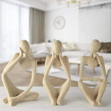 Y51A-3Pcs Minimalist Decor Abstract Thinker Statue Sculpture Set,Neutral Home Decor Mini Sandstone Thinker Figurines Easy To Use