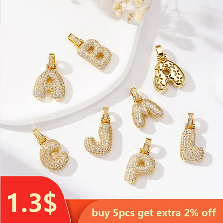 BenS Gold color Hip Hop letter Pendant Initial charms for Jewelry making handmade necklaces zircon 26 letters charms wholesale - Lootquake