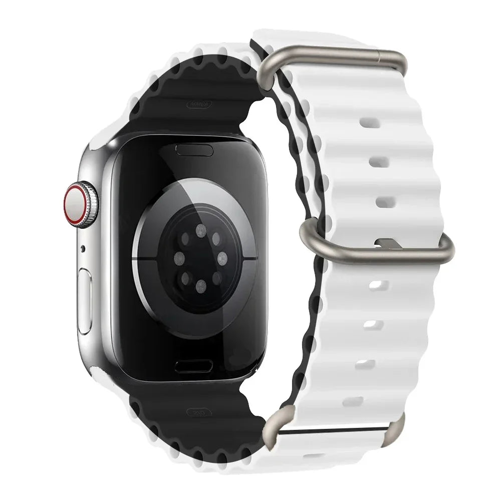 Silicone Strap For watch band 44mm 40mm 49mm 45mm 41mm 38mm accessorie correa bracelet iWatch Ultra 2 series 7 6 5 se 8 9 - Lootquake