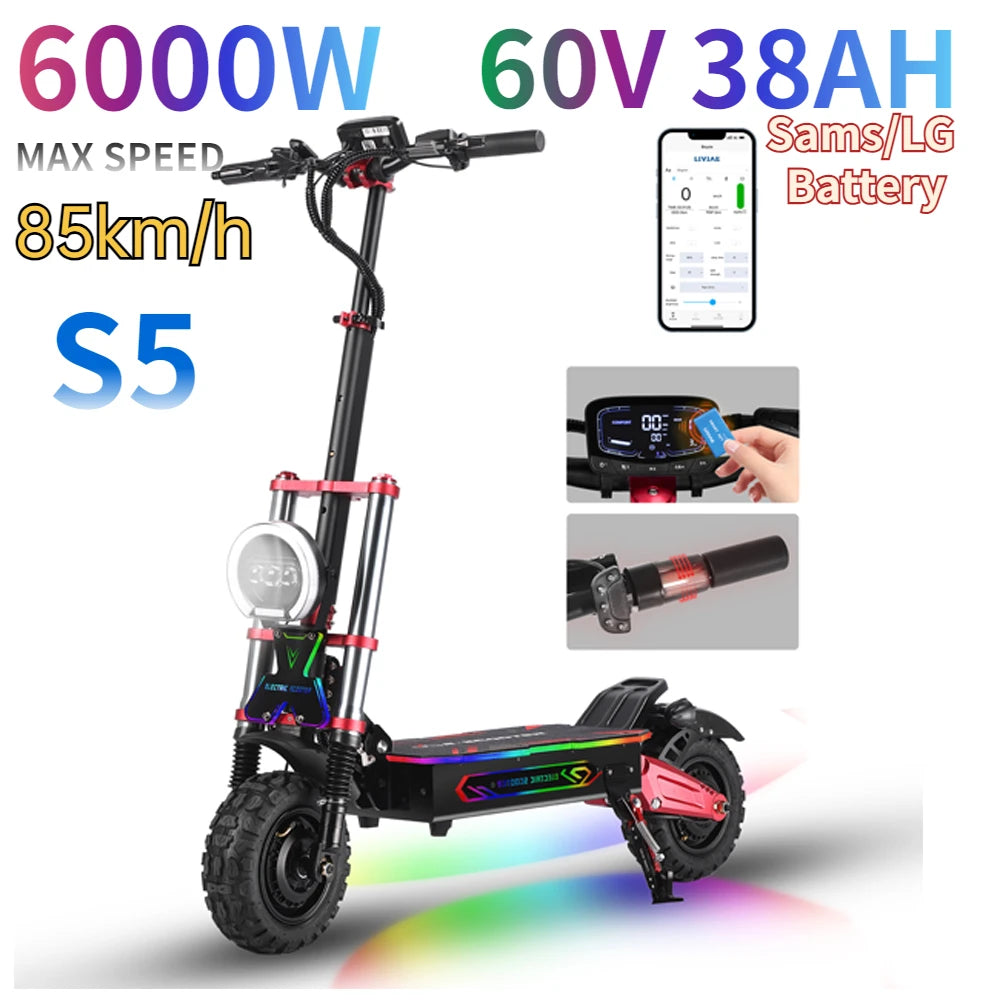 Electric Scooter DUOTTS D99 D88 K8 6000W Dual Motor 60V 40Ah Battery High Power E-Scooter Folding Off-Road Seat Electric Scooter