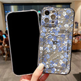 Cute Flower Wallet Card Bag Phone Case
