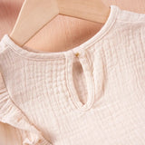 Summer Kids Cotton Casual 2pcs Toddler Girls Solid Color Sleeveless Top + Ruffle Pants Set Comfortable Fashion Hot Sale - Lootquake