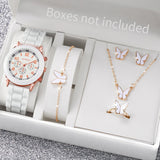 5/6PCS Women Watches Fashion Silicone Band Women Quartz Watches Jewelry Set Reloj Mujer Girls Clock Gift (Without Box) - Lootquake