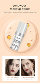 TLM TUM Base de maquillaje líquida profesional, cobertura total, corrector facial, resistente al agua, ilumina, cubre ojeras, 30 ml