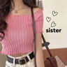 1pc Summer Korea Design Sexy Style Off Shoulder Shirt Fashion Solid Color Printing Lady's Causal Top - Lootquake