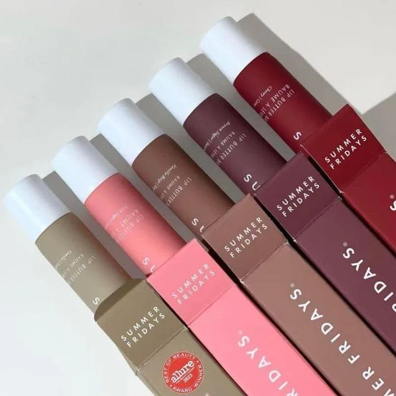 Summer Friday's Vanilla Beige Lip Balm Moisturizing Transparent Lipstick Set Lip Makeupv Smooth Soft Tube Mirror Lip Gloss