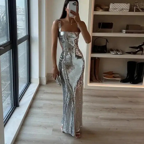Women's Dresses Fashion Summer Suspender Backless Glitter Long Dress for Women - Lootquake