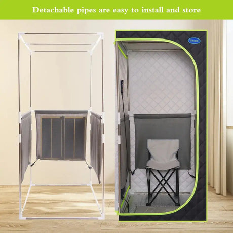 Portable Plus Type Full Size Far Infrared Sauna Tent Spa Detox Therapy Relaxation At Home Larger Stainless Steel Pipes Connector - Lootquake